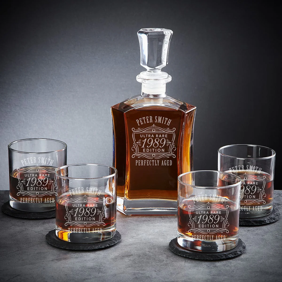 Ashcroft Custom Whiskey Gifts for Men 12pc with Personalized Decanter Set and Whiskey Stones - Image 8