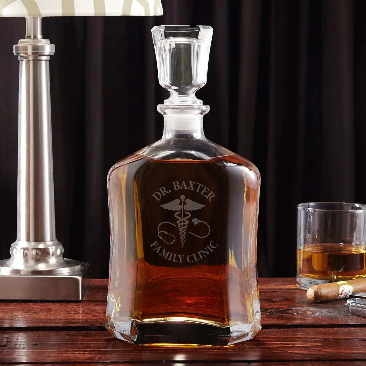 Caduceus Engraved Set of Whiskey Gifts for Doctors - Med School Graduation Decanter and Glasses - Image 5
