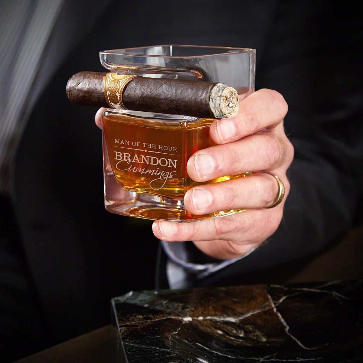 Carson Personalized Cigar Glasses and Whiskey Decanter Set - Image 11