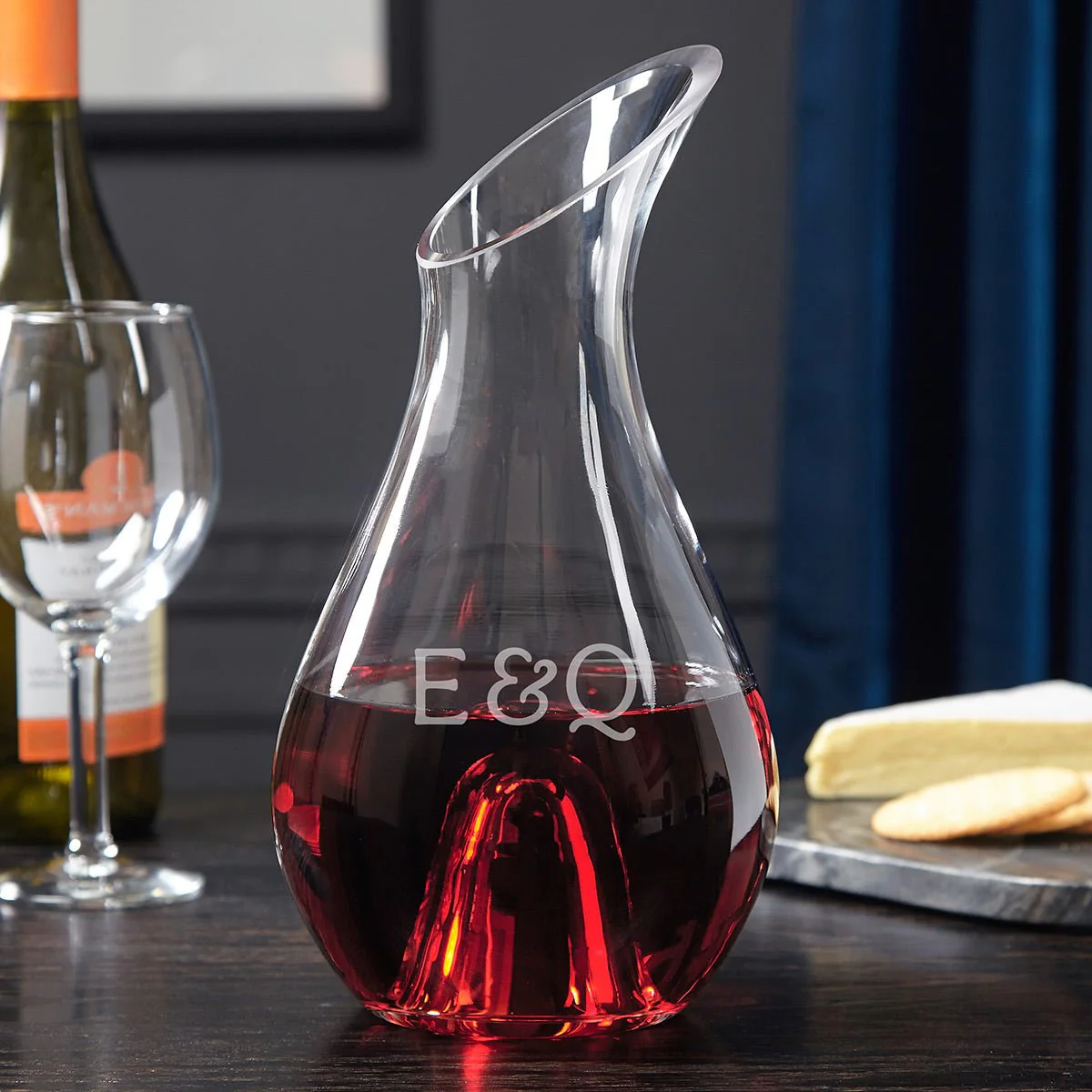 Reims Monogrammed Wine Decanter Set w Stemless Glasses - Image 10