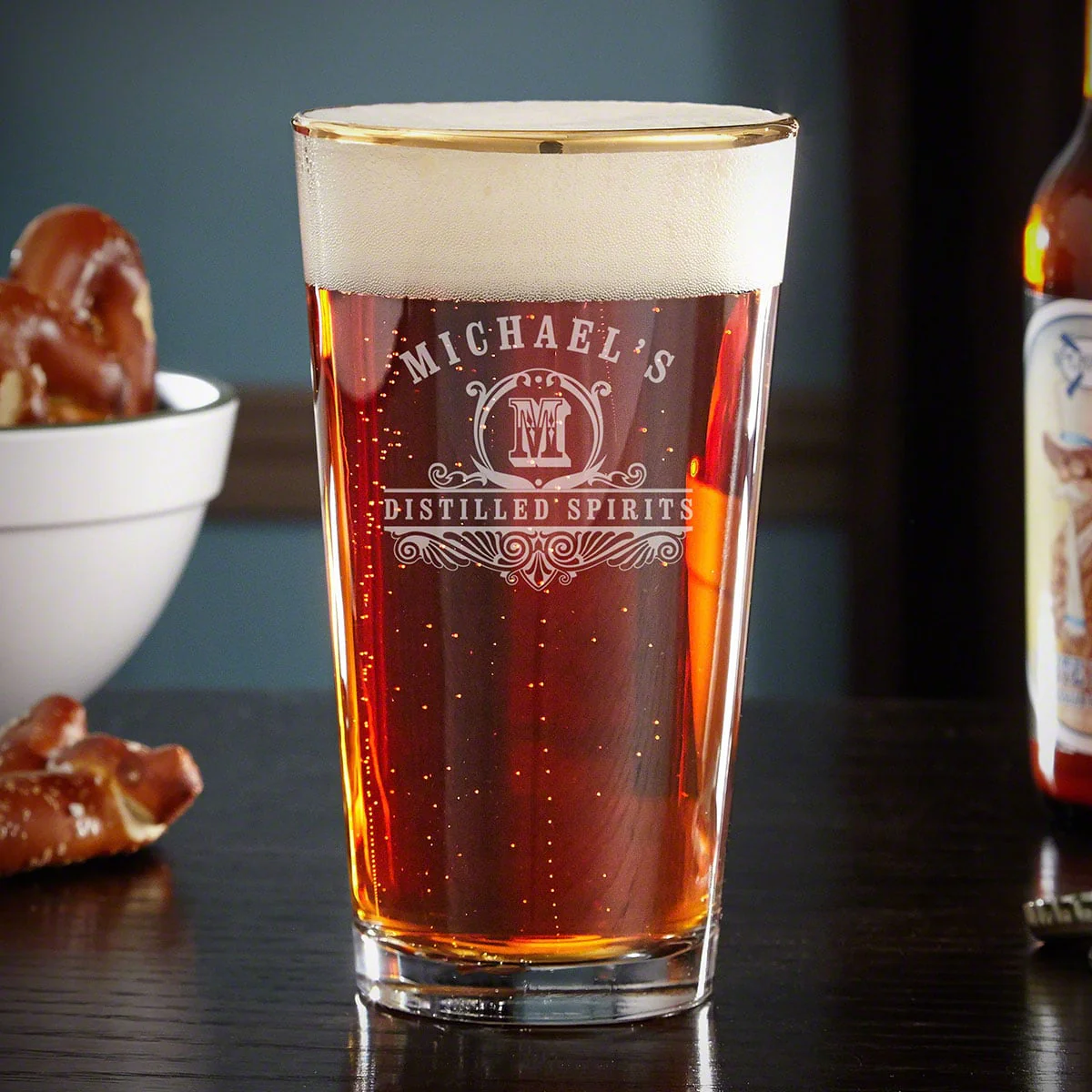 Engraved Pint Glasses Gold Rim - Image 7