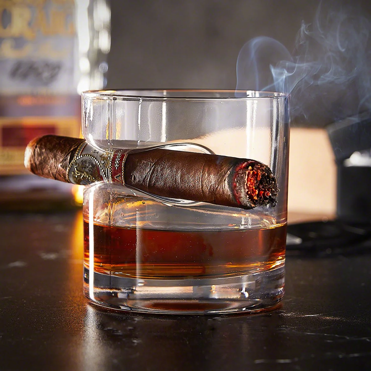 Cigar Gift Set 6pc with Dante Cedar Cigar Humidor & Custom Cigar Glasses - Image 5
