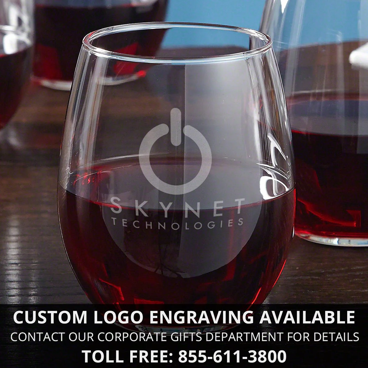 Engraved Wine Chiller Marble with Stemless Wine Glasses Set - 5pc - Image 10
