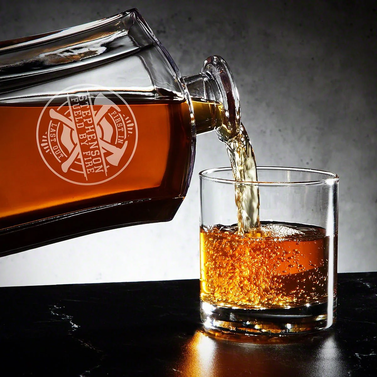 Engraved Firefighter Liquor Decanter Set with Whiskey Glasses - Handcrafted Box - Image 8