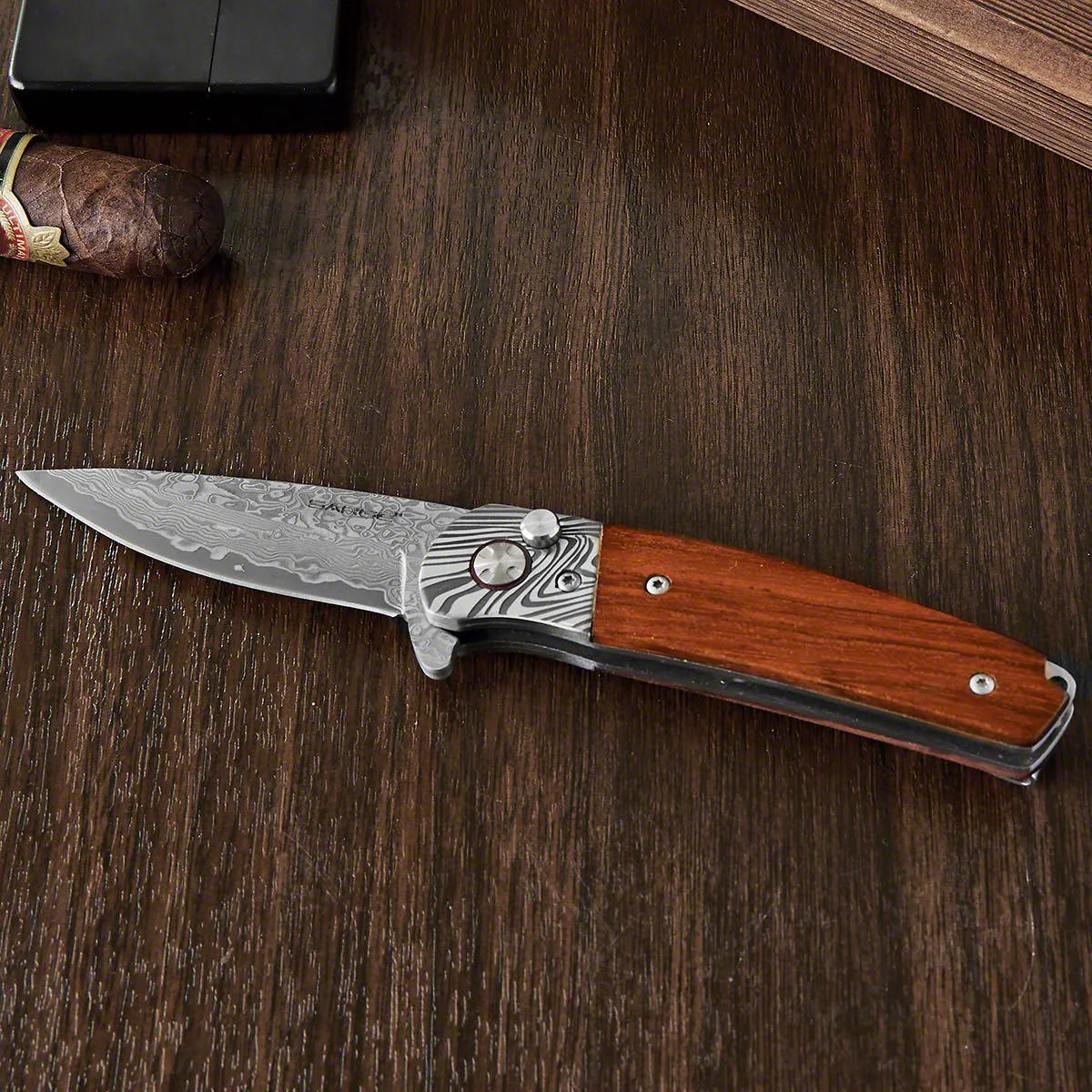 Gentlemans Damascus Steel Pocket Knife - Image 4