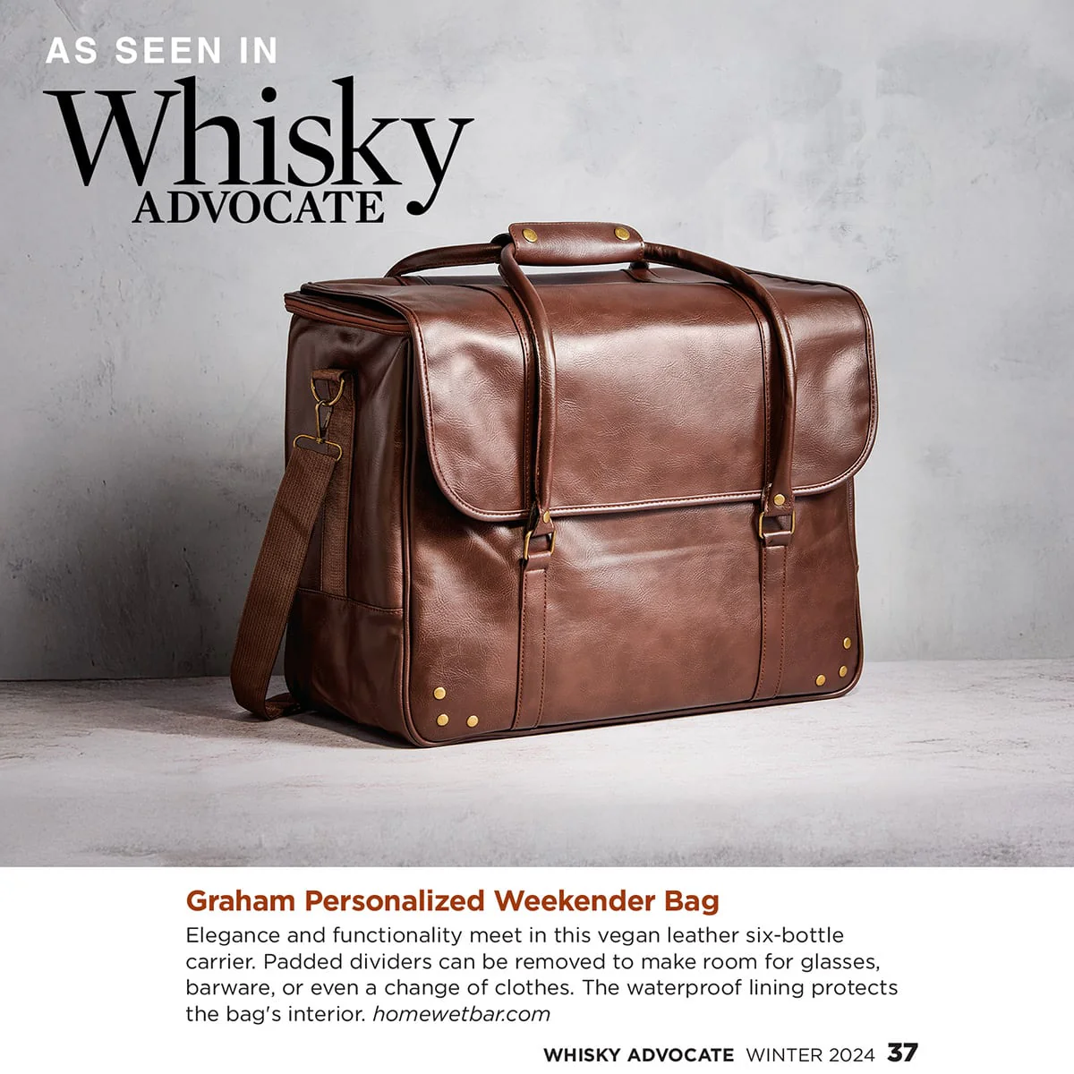 Graham Personalized Weekender Bag - 6 Bottle Travel Wine Carrier - Insulated Wine Bag Cooler - Image 11