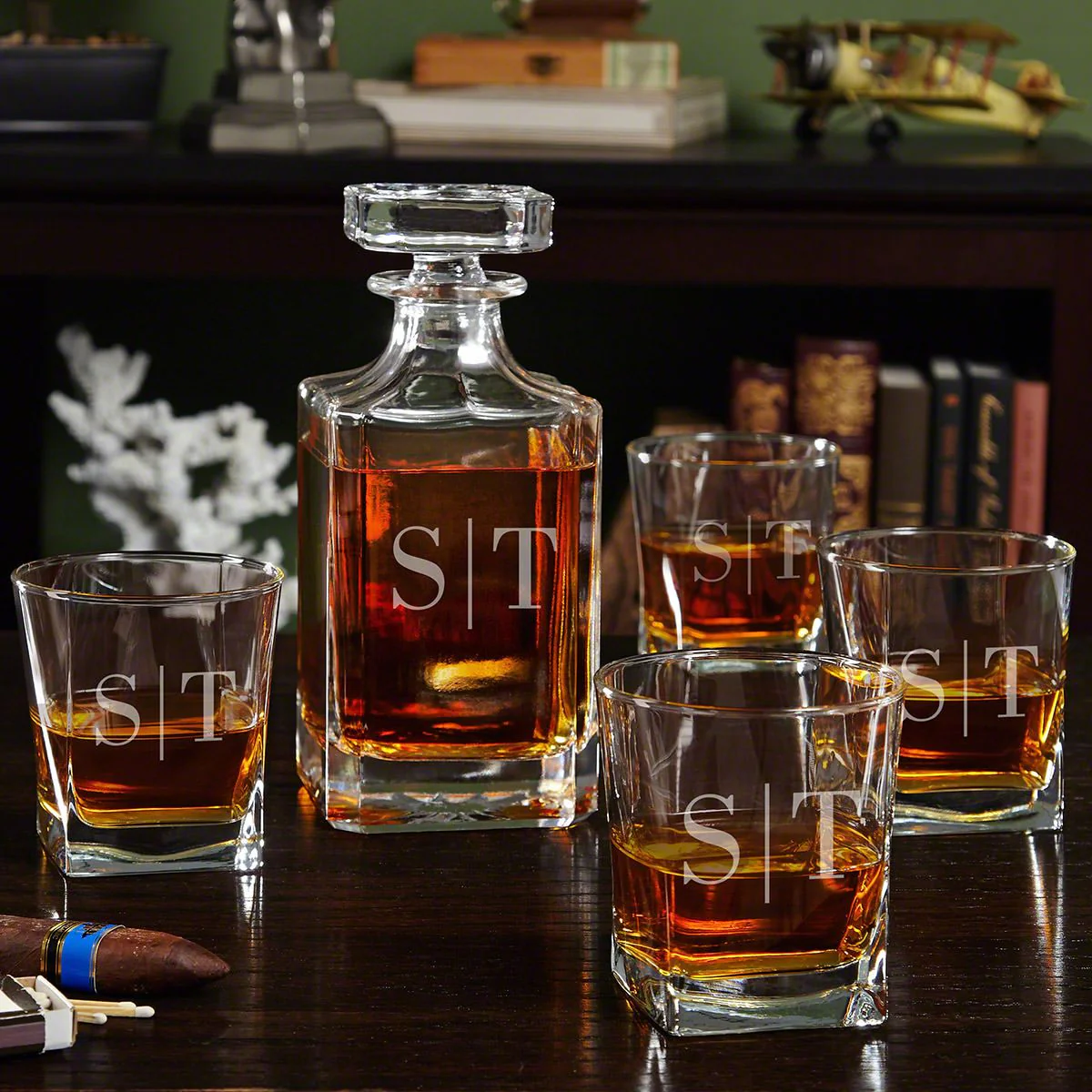 Carson Personalized Whiskey Decanter Set with Square Glasses - Handcrafted Gift Box - Image 8