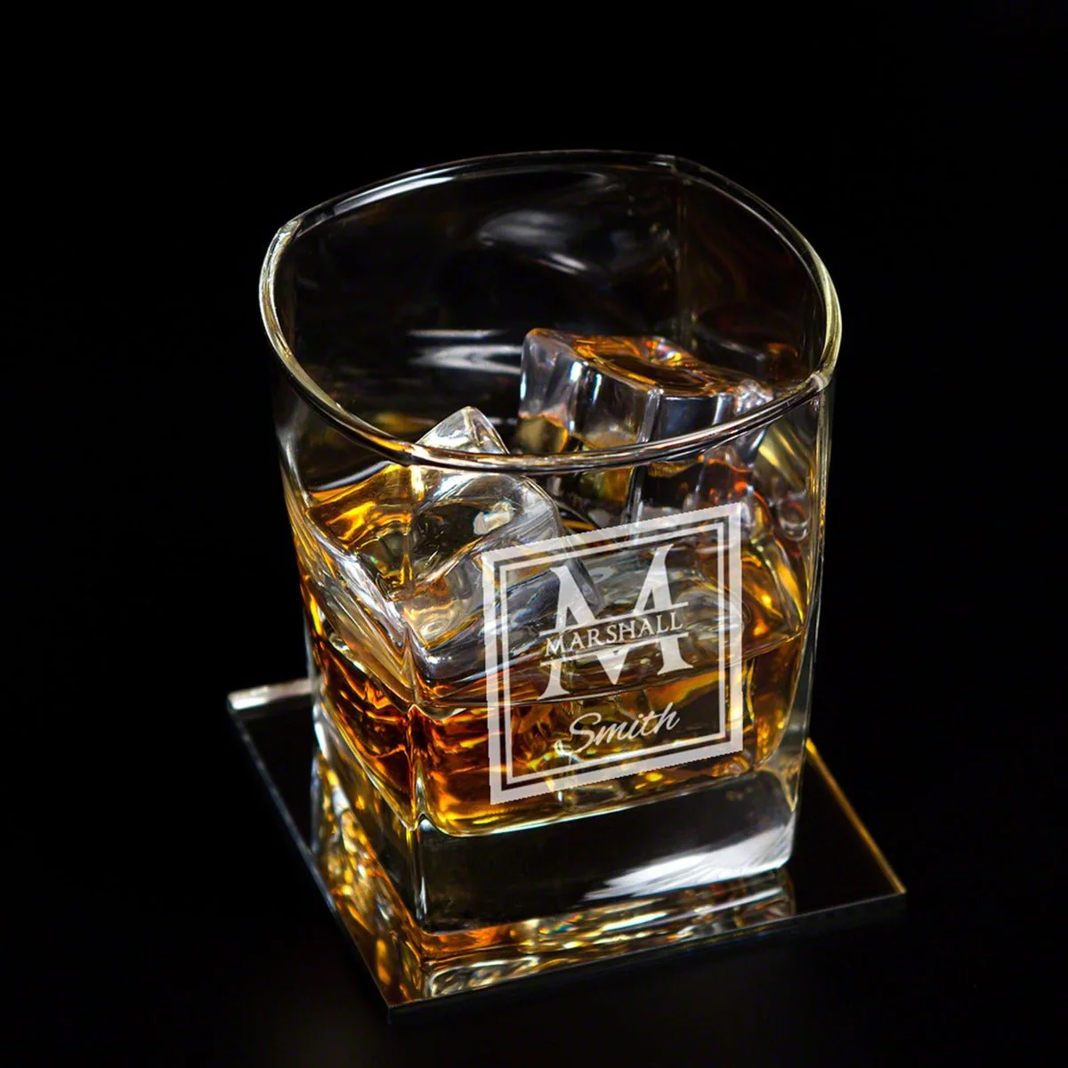 Custom Bourbon Decanter Set with 4 Square Glasses - Crafted Ebony Box - Image 11