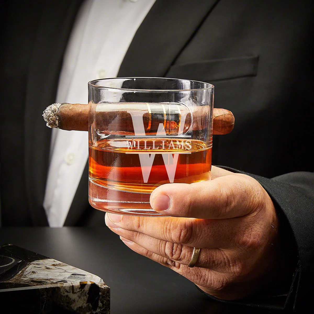 Oxley Custom Cigar Lover Gift Set with Whiskey Decanter and Glasses - 6pc Ebony Black Box - Image 6