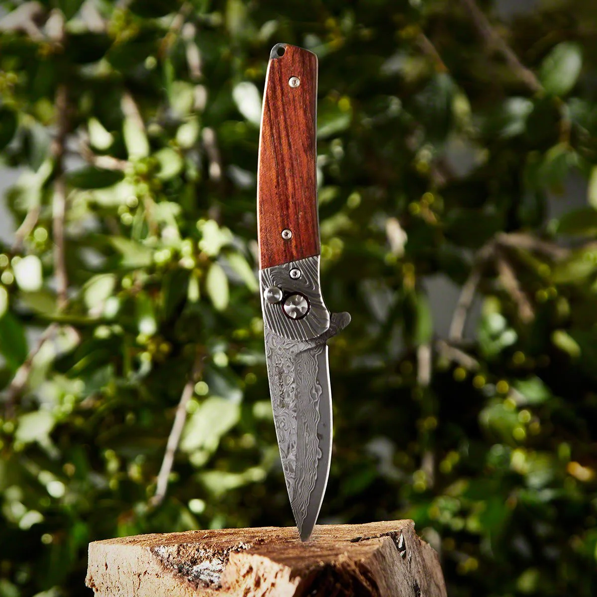 Crafted Damascus Pocket Knife with Custom Gift Box - Image 5
