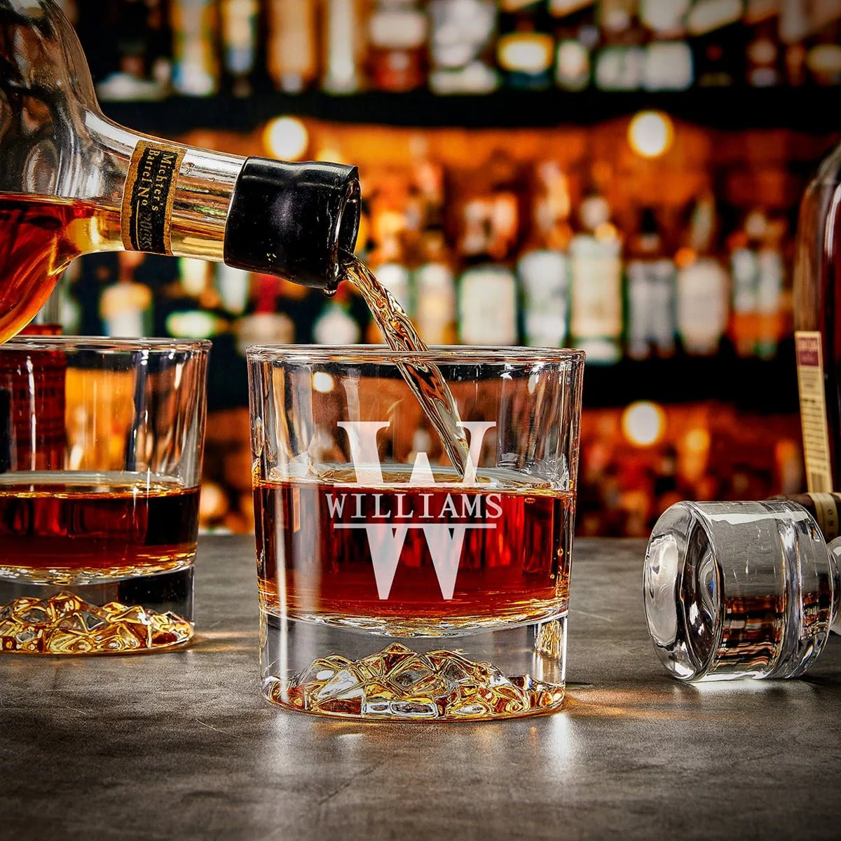 Personalized Glacier Bottom Whiskey Glasses - Vintage Inspired Set of 4 - Image 9