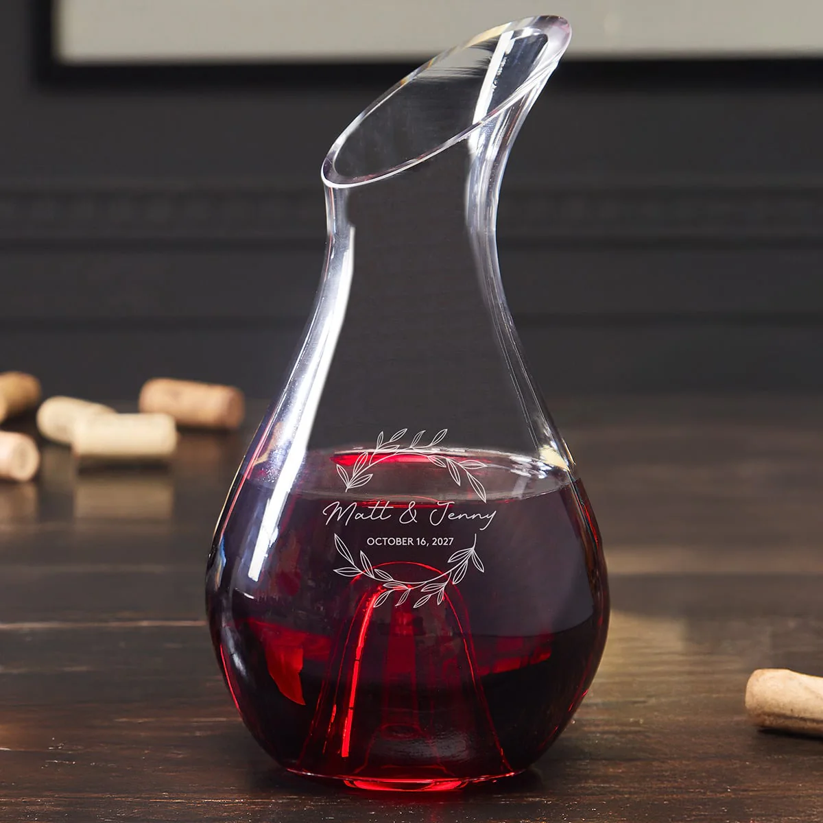 Reims Monogrammed Wine Decanter Set w Stemless Glasses - Image 12