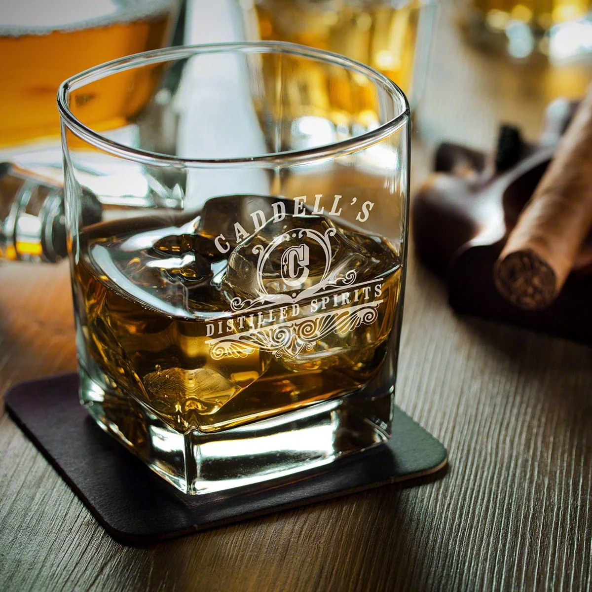 Personalized Bourbon Decanter Luxury Box Set with Rocks Glasses - 7pc - Image 11