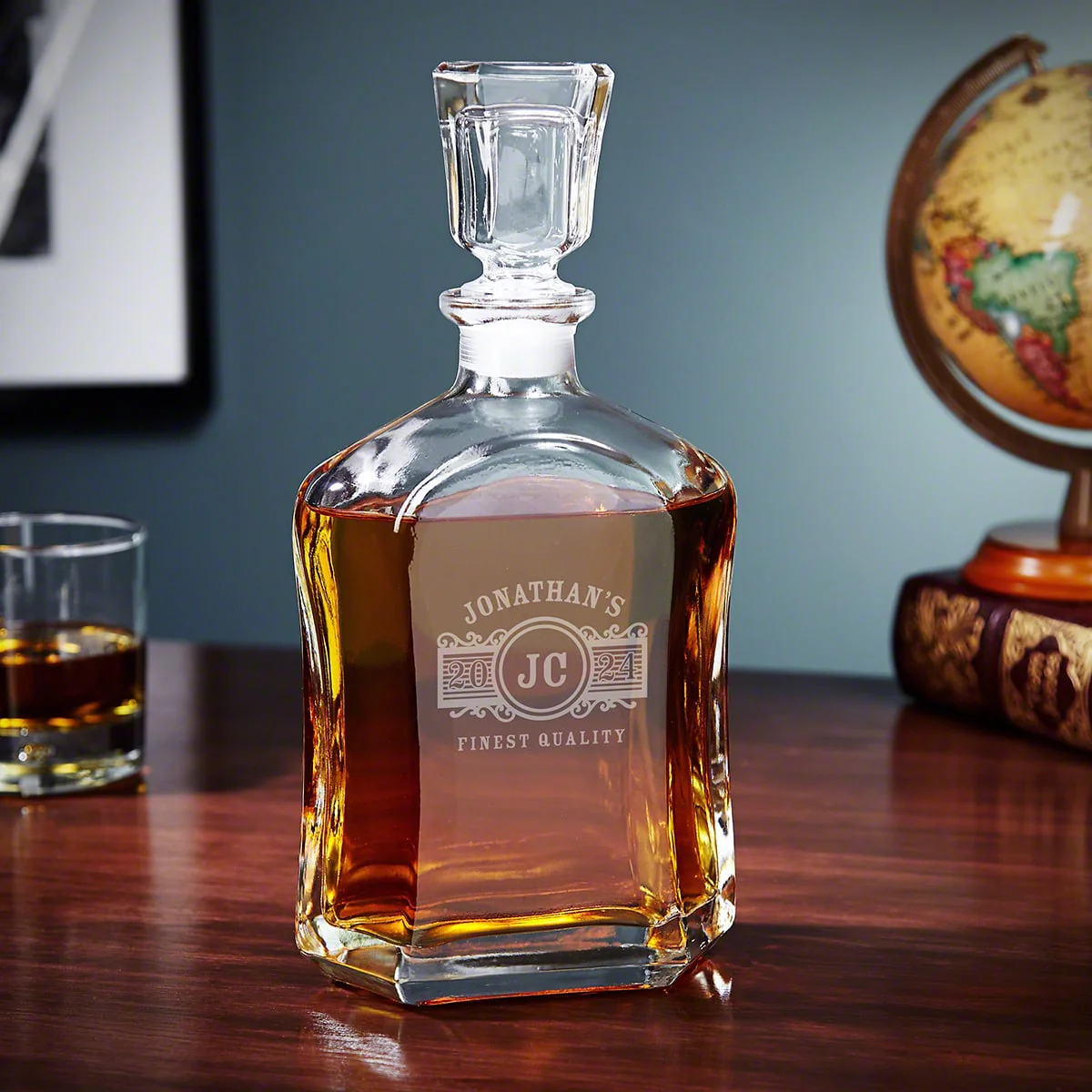 Personalized Luxury Boxed Decanter Set With Sculpted Glasses & Whiskey Stones - Image 9