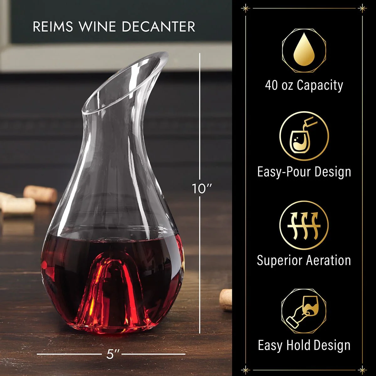 Reims Monogrammed Wine Decanter Set w Stemless Glasses - Image 5