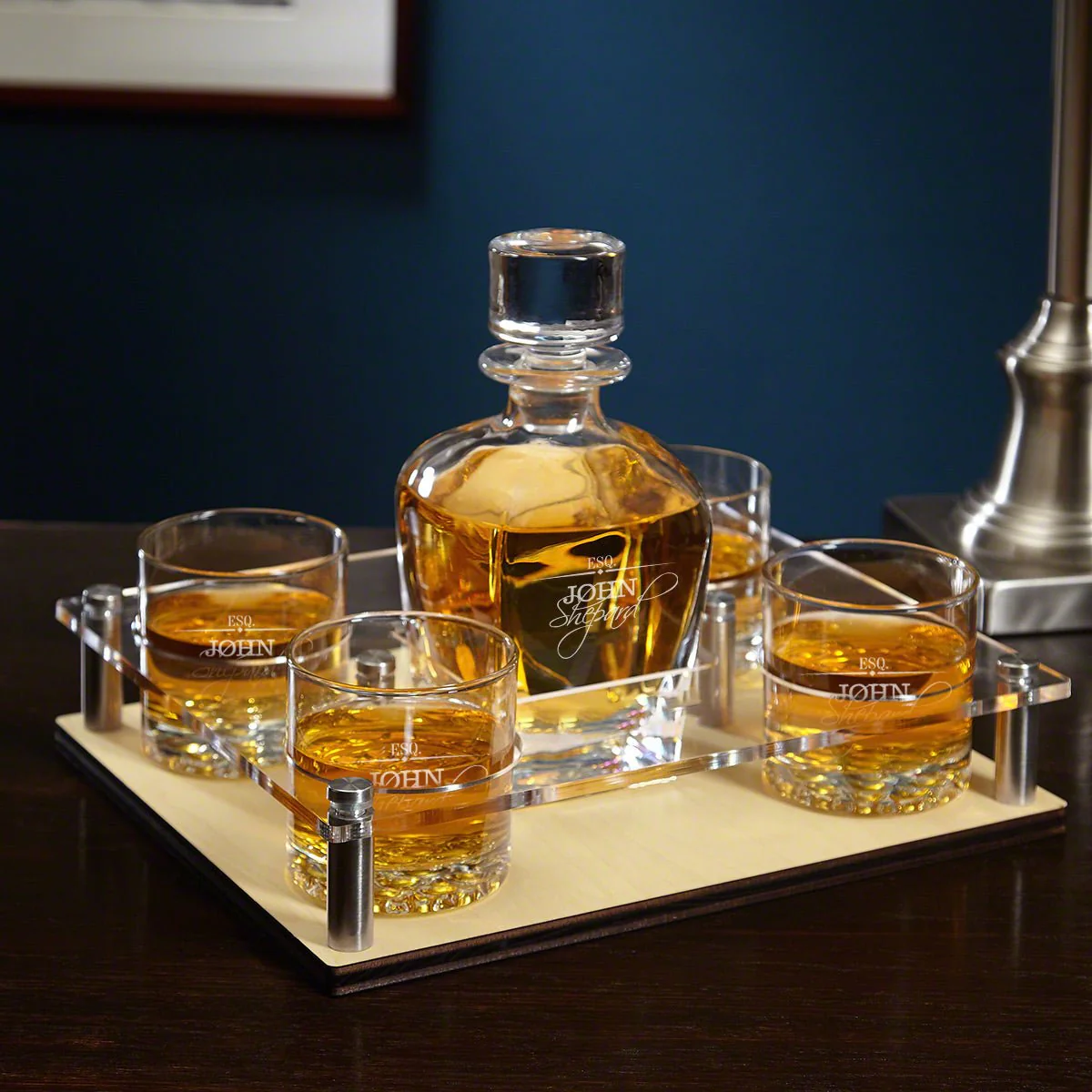 Lawyer Presentation Set with Custom Whiskey Decanter and Glasses - Bar Serving Tray & Lawyer Graduation Gift - Image 12