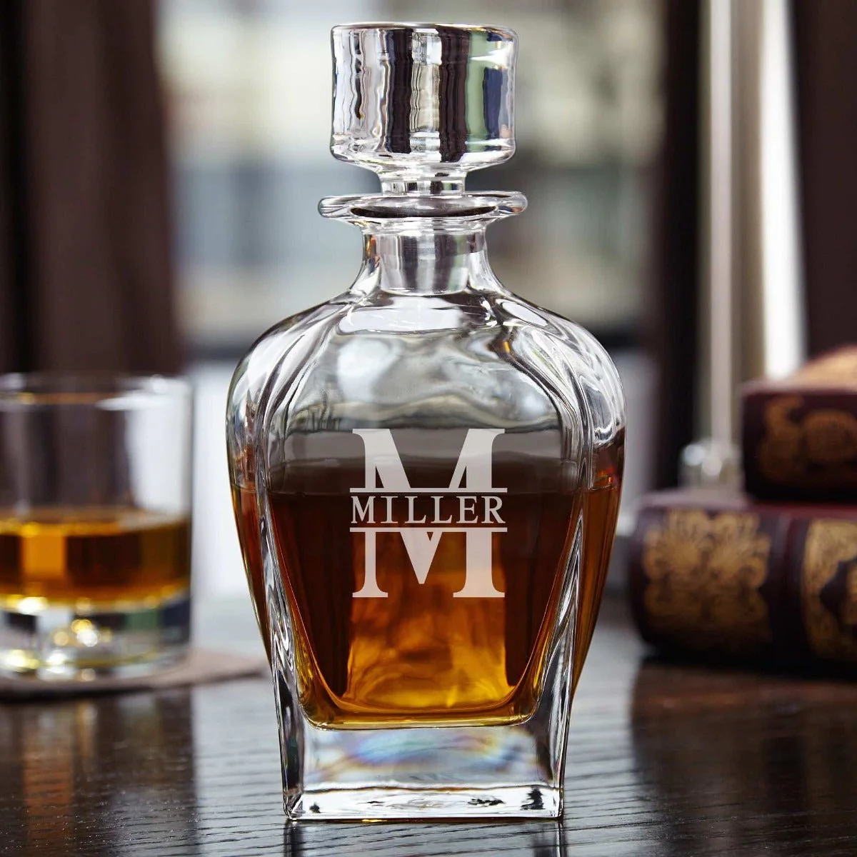 Draper Engraved Whiskey Decanter Set with Glencairn Glasses - Image 7