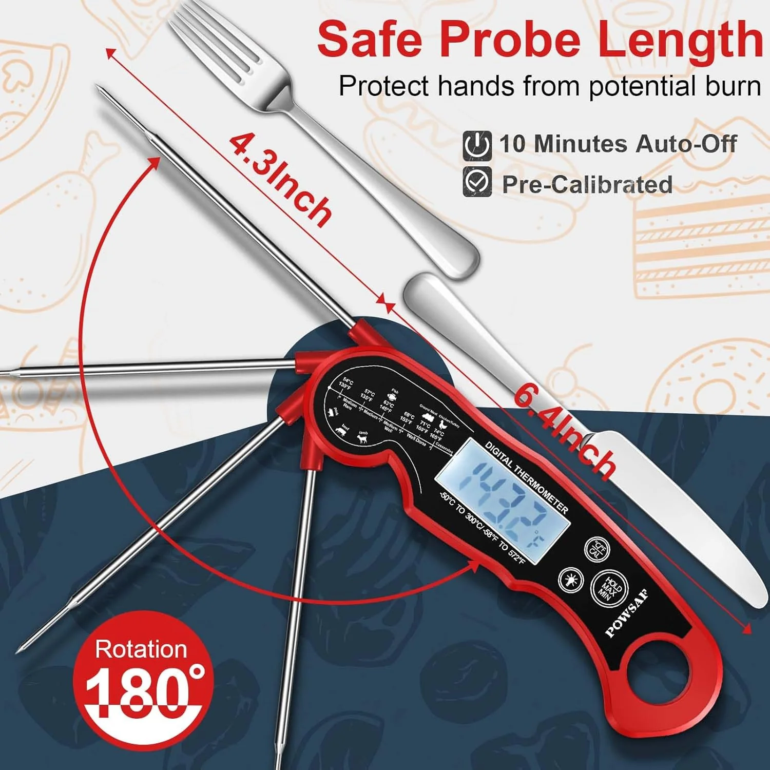 TempTrek Digital Instant Read Meat Thermometer for Cooking - Image 3