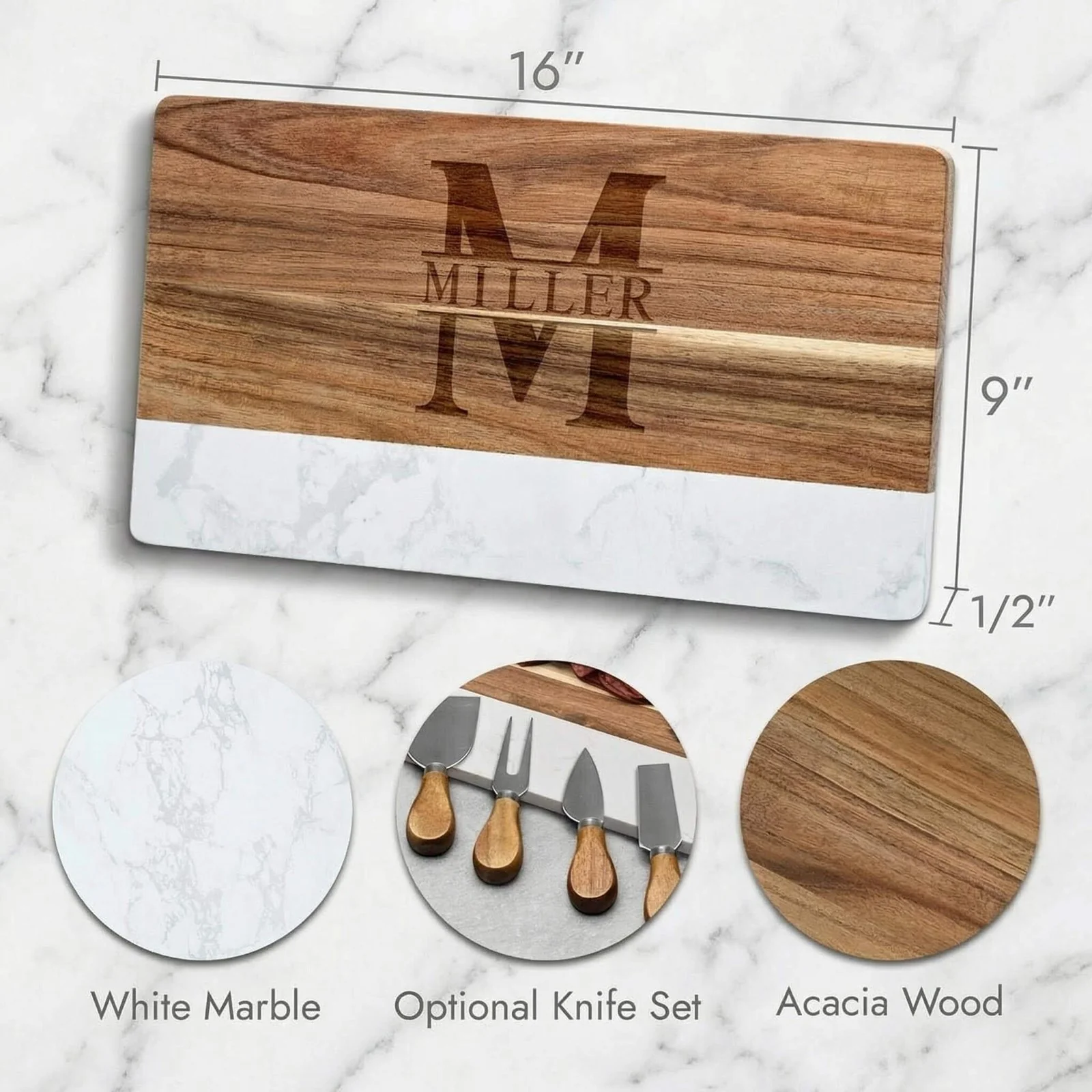 Trieste Engraved Charcuterie Board Set with Cheese Knife Set - Image 5